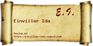 Einviller Ida névjegykártya